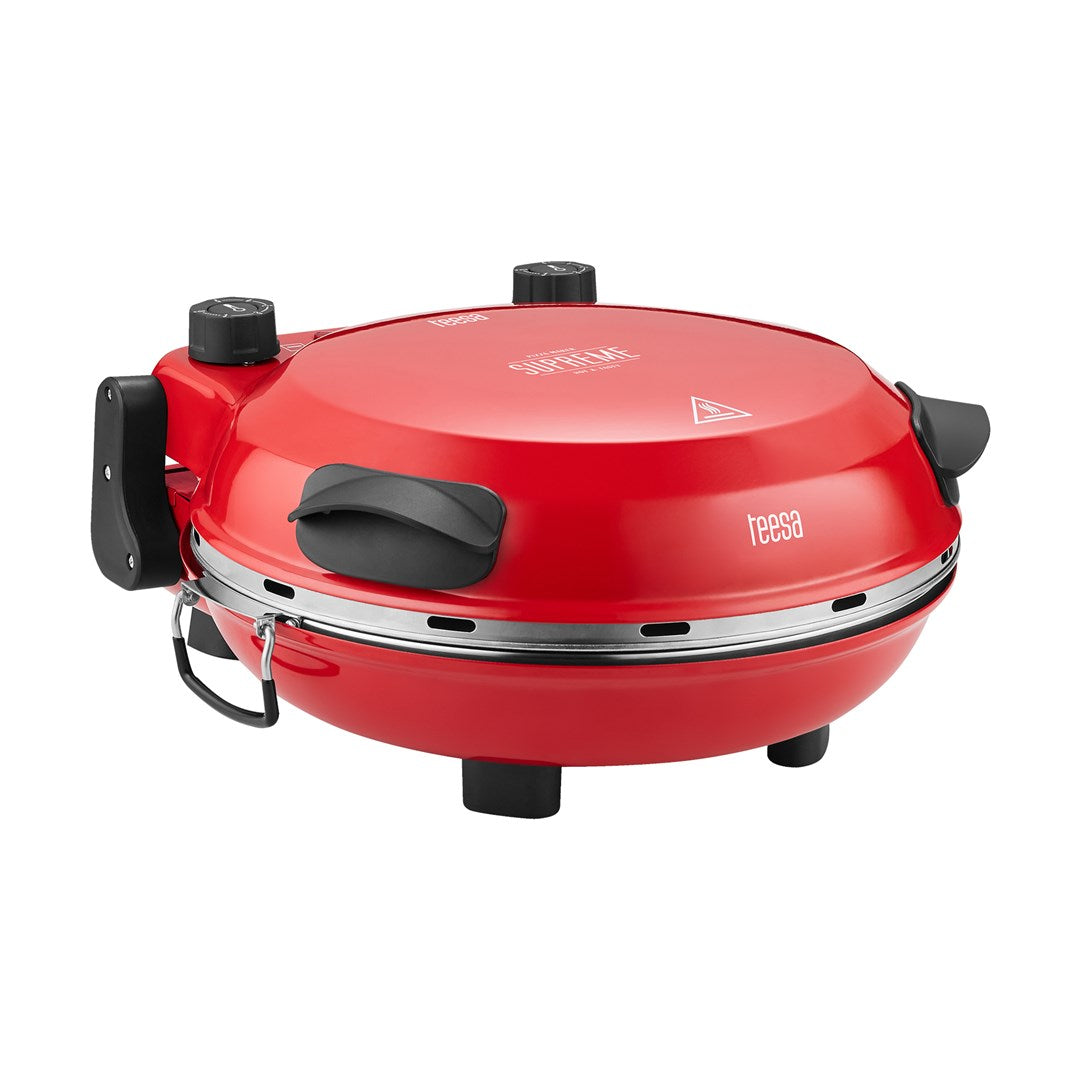 Piec do pizzy TEESA SUPREME FUN 1200W  420 stopni  dwie grzałki   czerwony