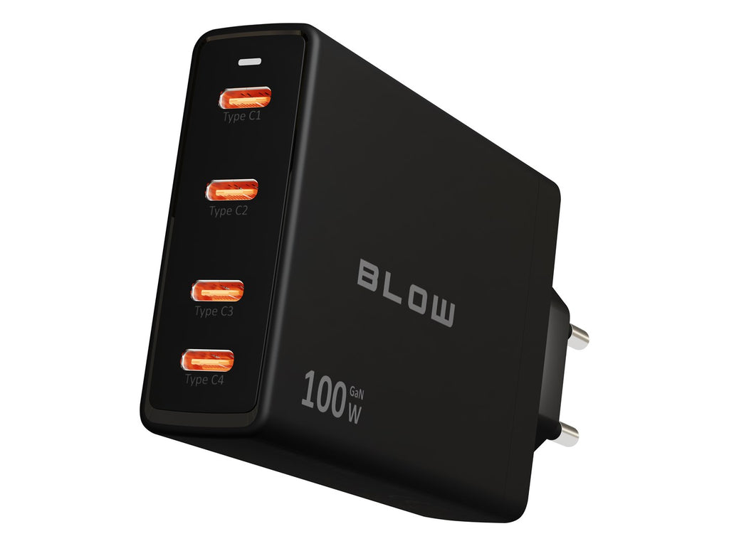 BLOW Wall Charger USB-C 100W GaN 4 Ports Black USB-Cx4