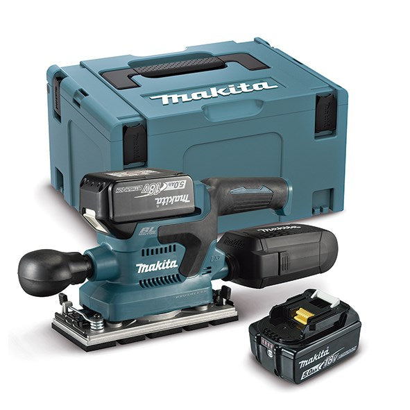 Makita DBO380RTJ 18V Finishing Sander 2x5.0Ah 93x185mm 2x5Ah