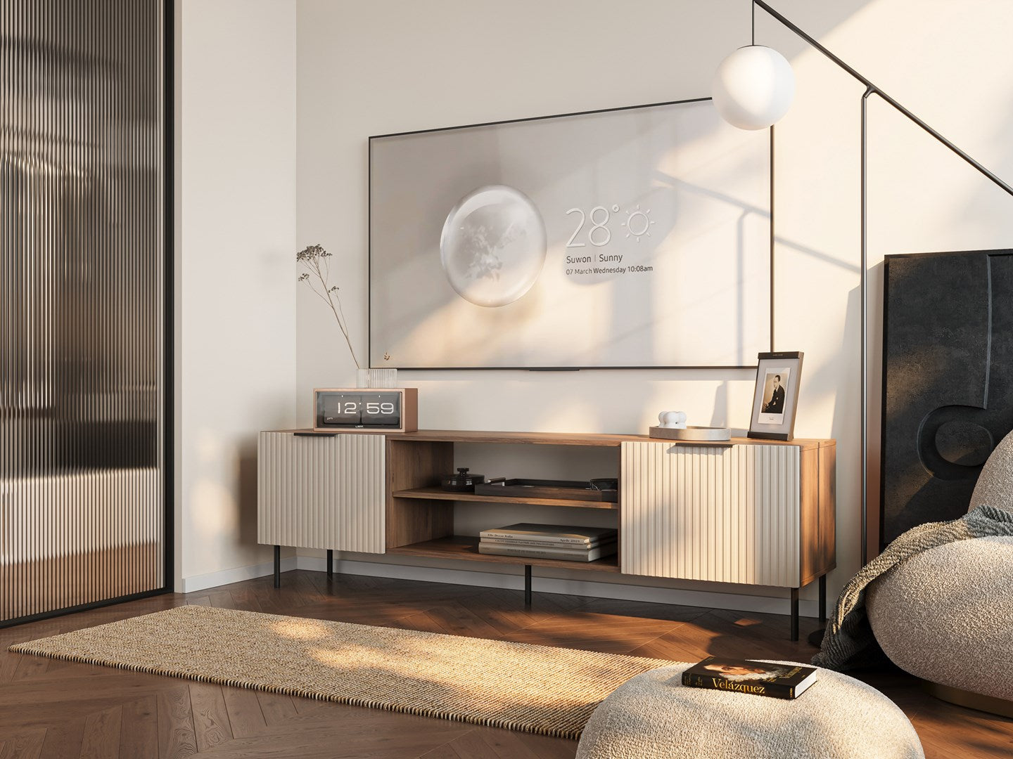 Cama ALMERA TV Cabinet 180.5x42x52.5 Walnut/Cashmere