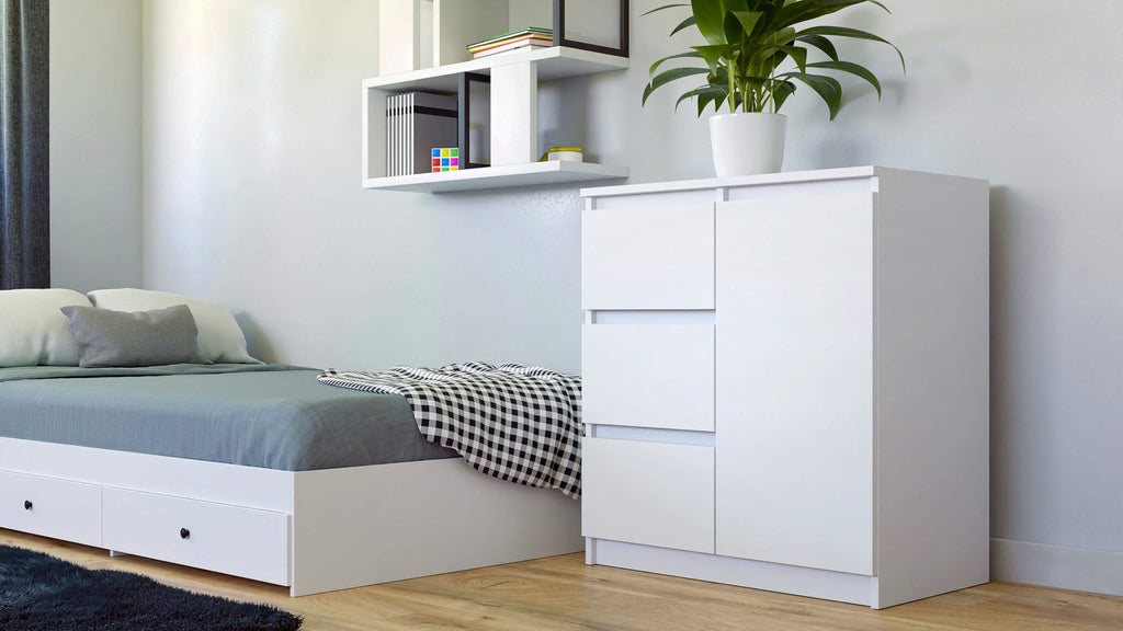 Topeshop 1D3S BIEL Chest of Drawers, Matte White