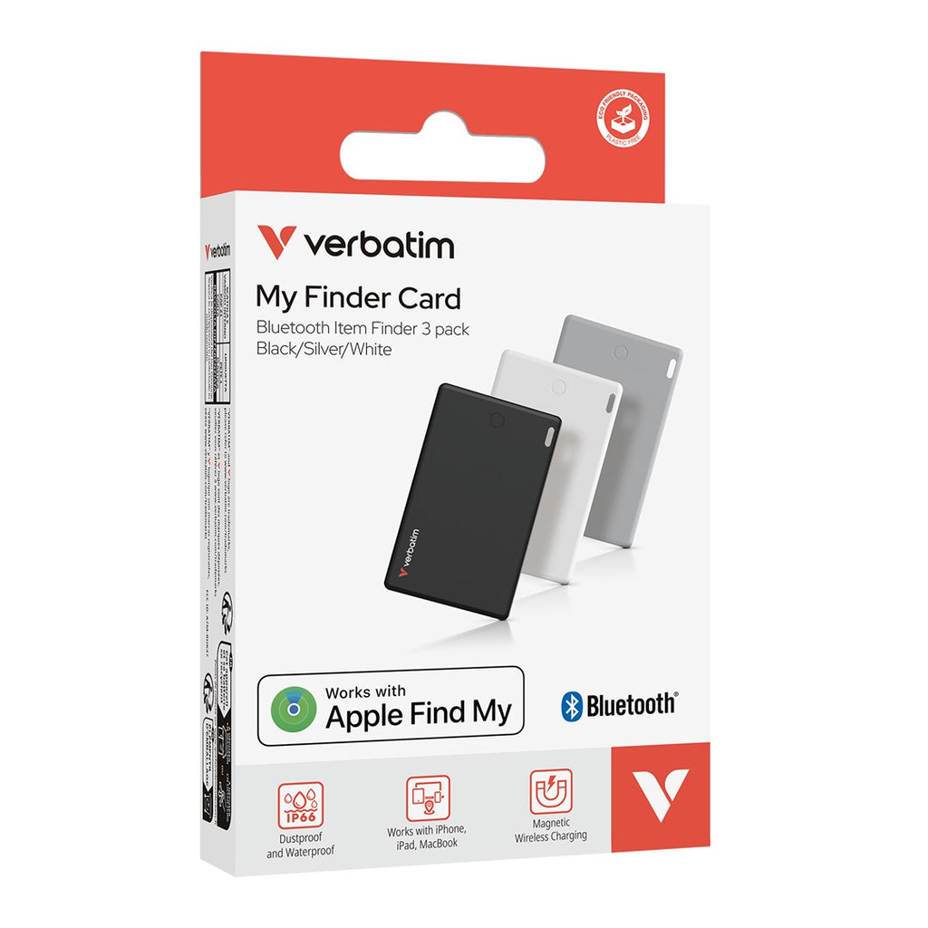 Verbatim My Finder Card Tracker - 3-Pack - Black, Silver, White