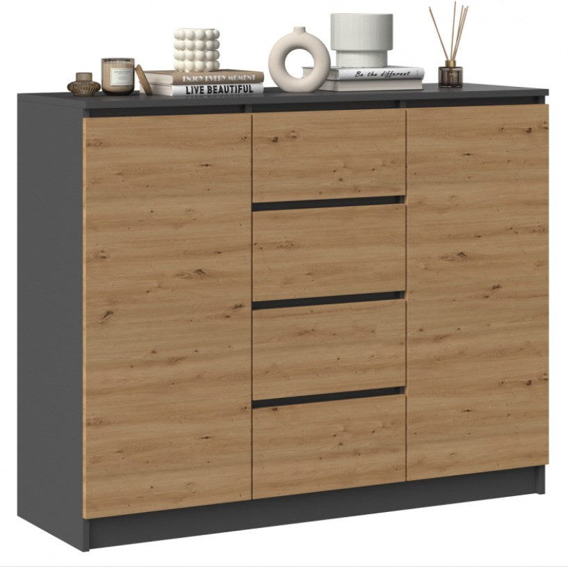 Topeshop Chest of Drawers 2D4S 120 cm Anthracite/Artisan 120x40x97