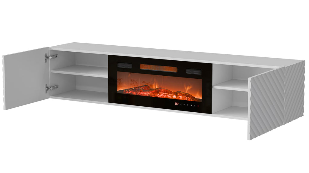 Cama MEBLE TV Cabinet, 1830 mm Width, White and Black Finish, Model LARA 301182