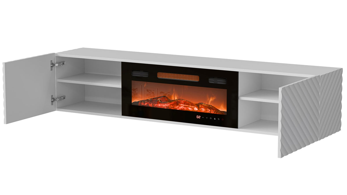 Cama MEBLE TV Cabinet, 1830 mm Width, White and Black Finish, Model LARA 301182