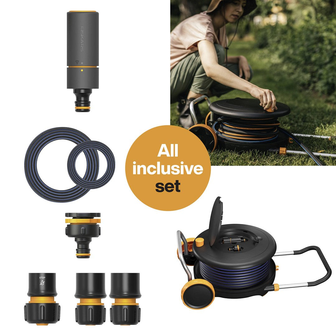 Fiskars Comfort Waterwheel Hose Cart 13 mm x 21.5 m Black Orange