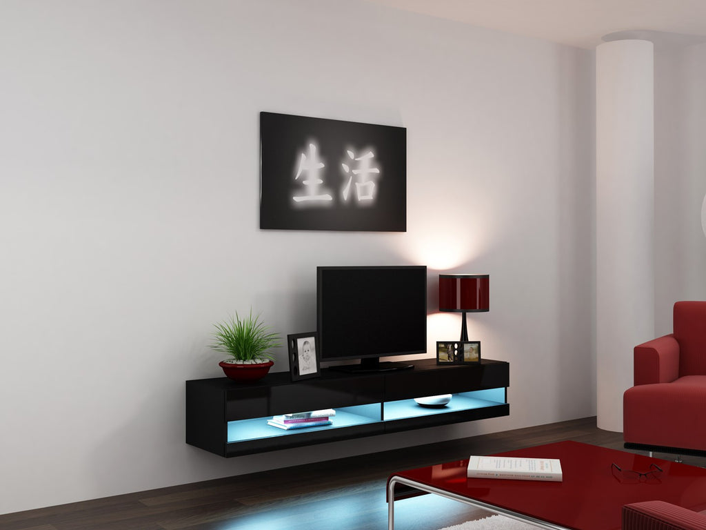 Cama VIGO NEW TV Stand 180x30x40 Black/Black Gloss
