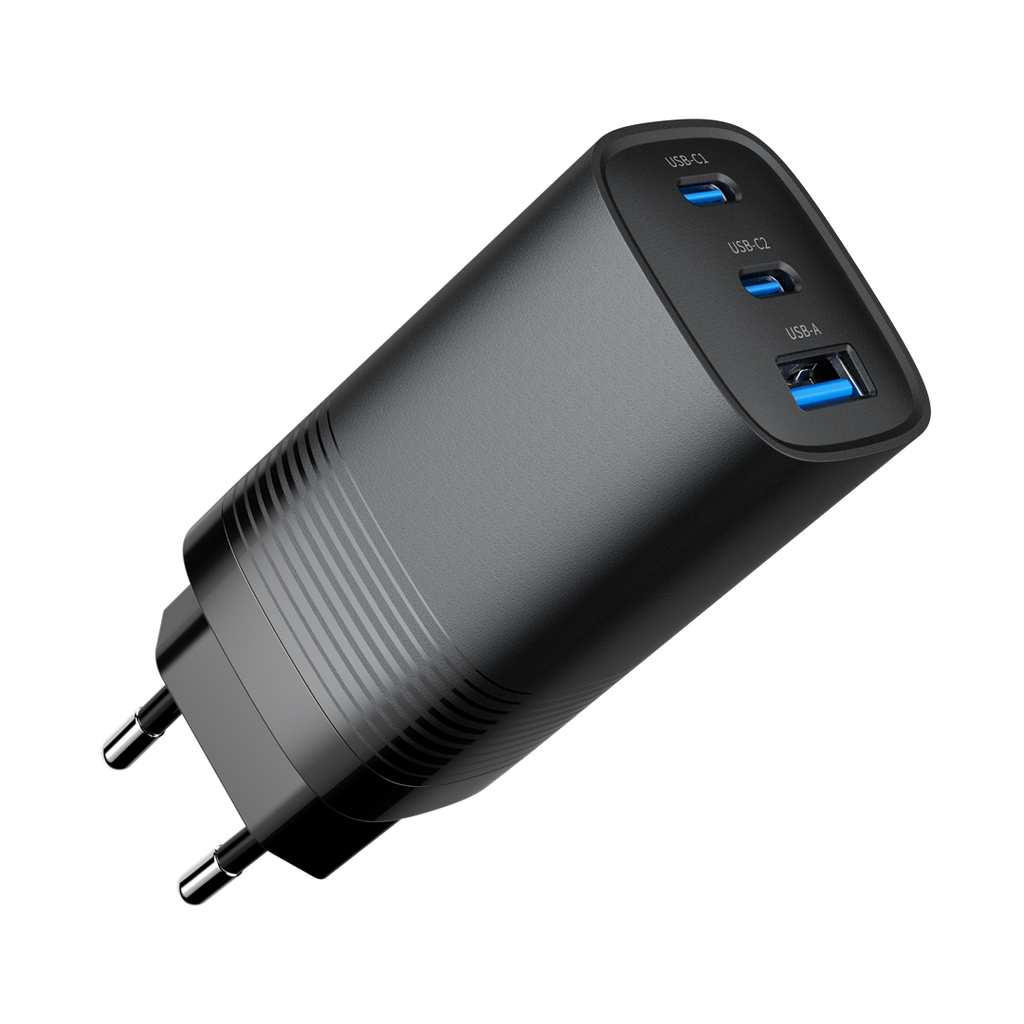 Gembird TA-UC-PDQC65-01-BK 3-Port 67W USB Fast Charger Black AC Indoor