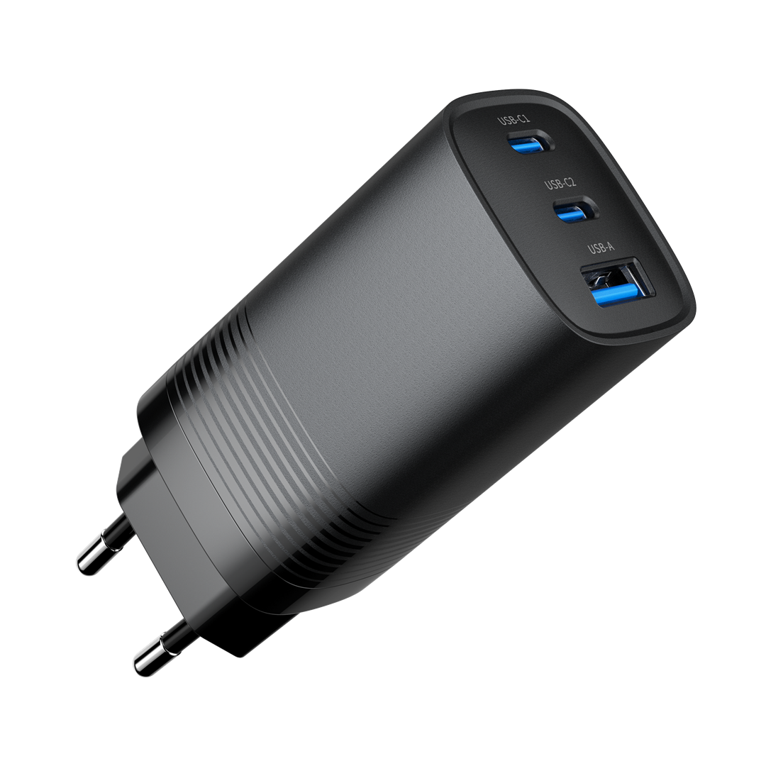 Gembird TA-UC-PDQC65-01-BK 3-Port 67W USB Fast Charger Black AC Indoor