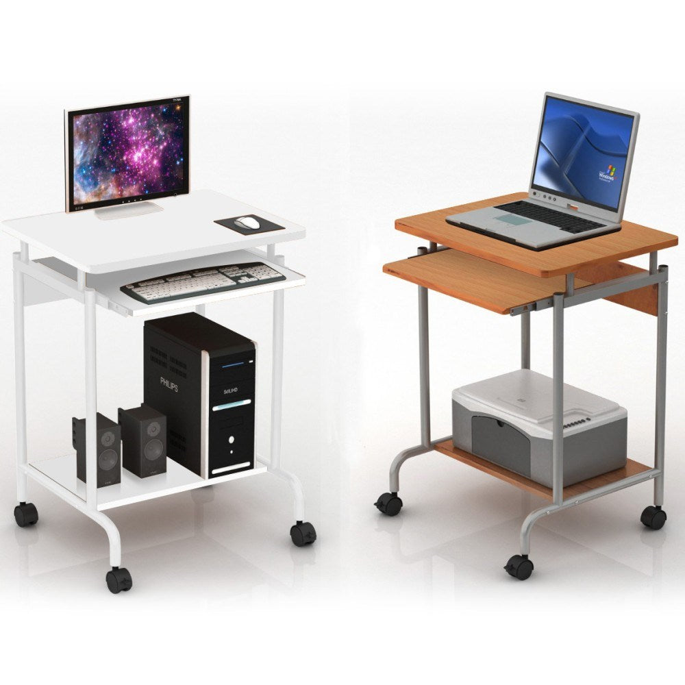 Techly Compact Computer Desk on Wheels with Pull-Out Keyboard Shelf ICA-TB S005