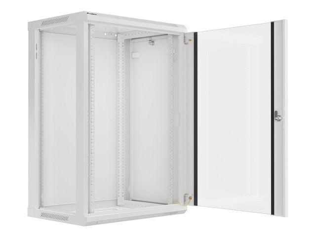 Lanberg wall-mounted installation rack cabinet 19'' 18U 600x450mm gray (glass door)