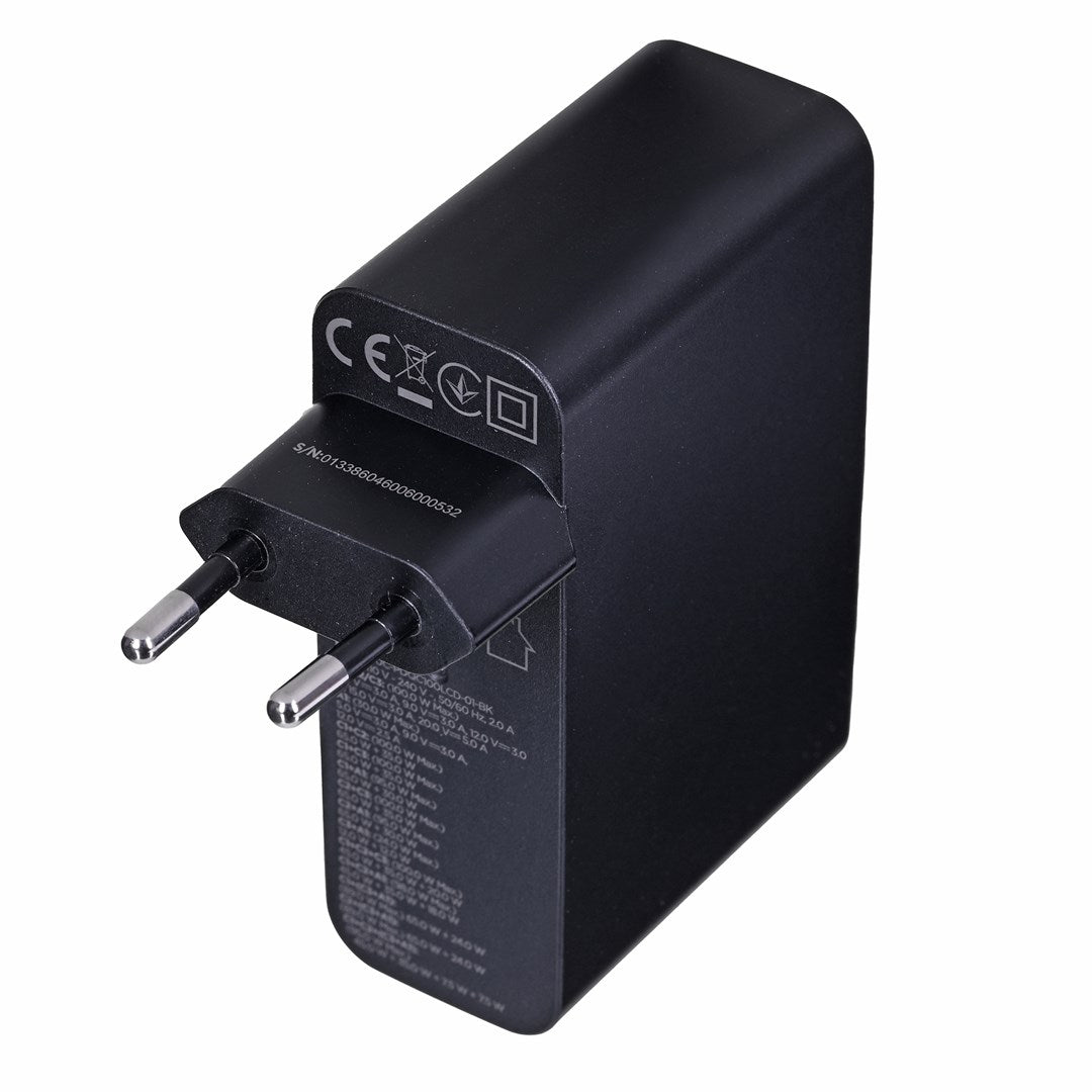 Gembird TA-UC-PDQC100LCD-01-BK Mobile Charger 100W Black