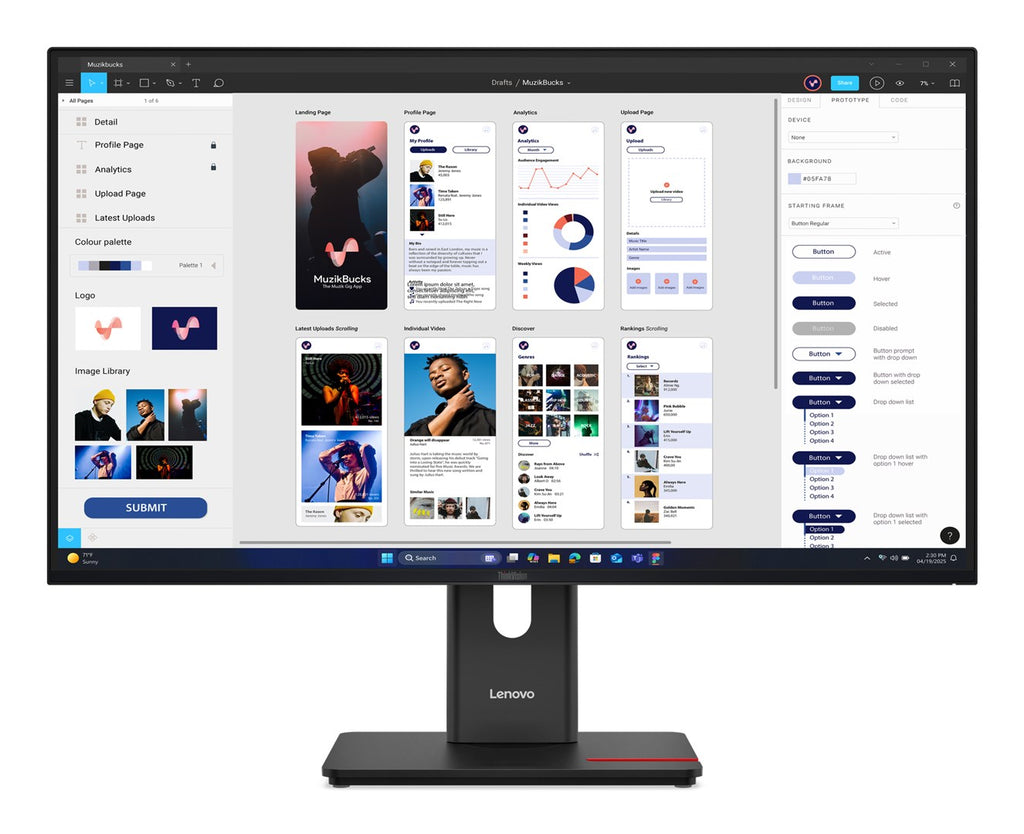 Lenovo 64B0GAT1EU Monitor 31.5" 4K Ultra HD IPS 350cd/m² 100Hz