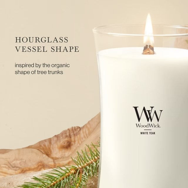 WoodWick Large White Teak Scented Candle 609.5 g | Model: 2674190E