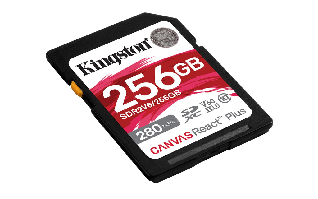 Kingston Canvas React Plus 256GB Flash Memory Card (SDR2V6/256GB) V60 Class10