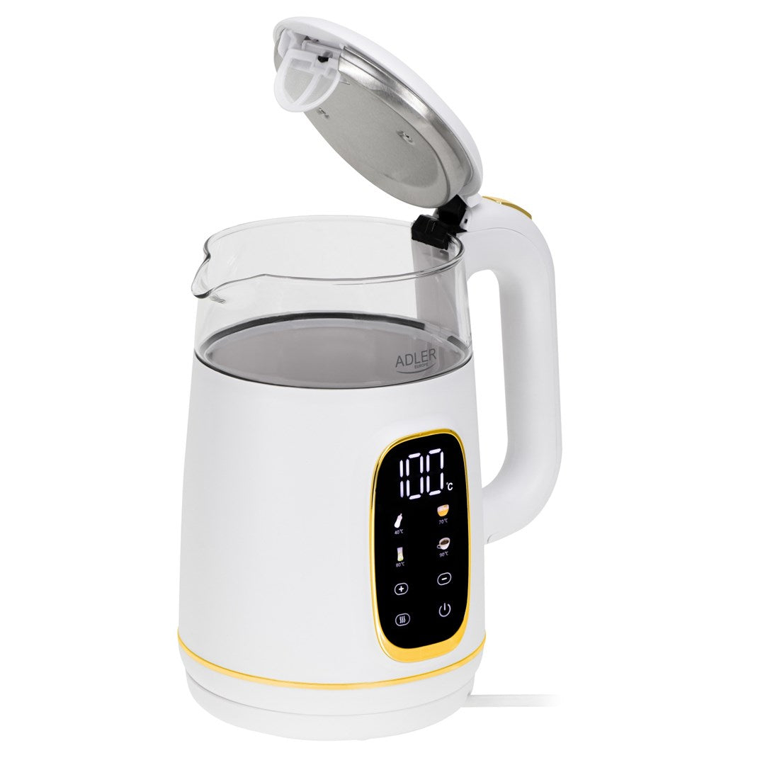 Adler AD 1305WG electric kettle 1.7 L 2200 W Transparent  Gold  White