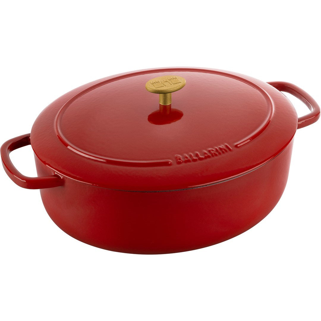 Ballarini Bellamonte Oval Cast Iron Pot - Red  5.5 ltr