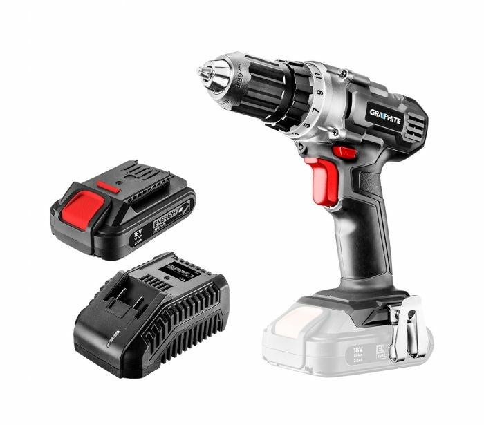 GRAPHITE Cordless Drill 58G000-SET1 - 18V, Keyless Chuck, 31200 g, 1700 RPM