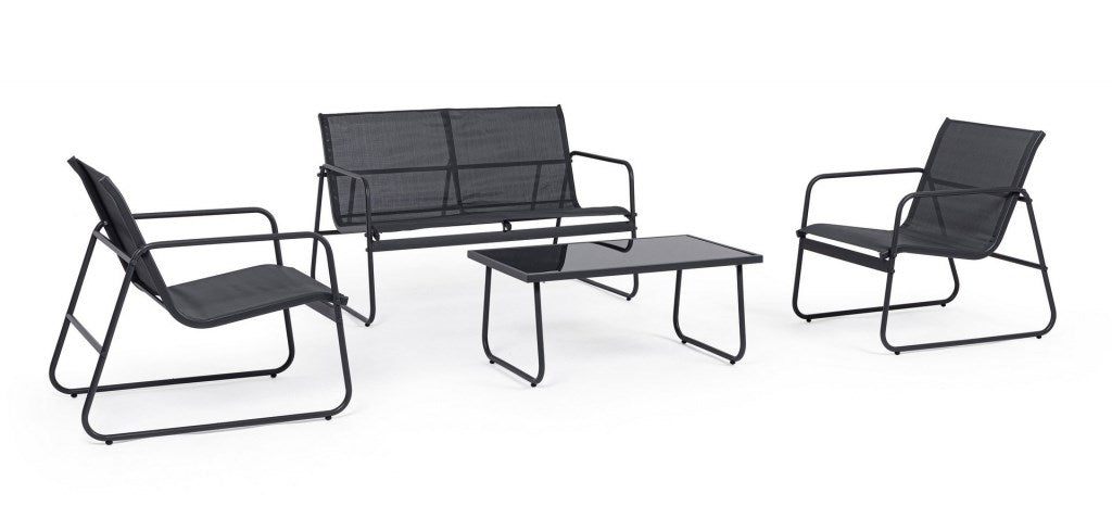 Black Forest Garden Furniture Set - Sofa, 2 Armchairs and Table