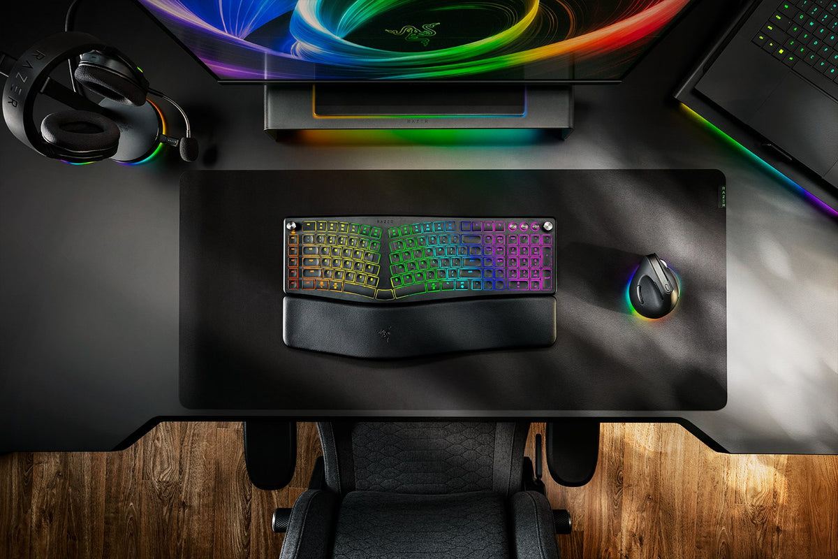 Razer Pro Type Ergo keyboard Universal USB + RF Wireless + Bluetooth QWERTY US English Black