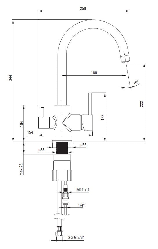 Kitchen faucet with water filter connection