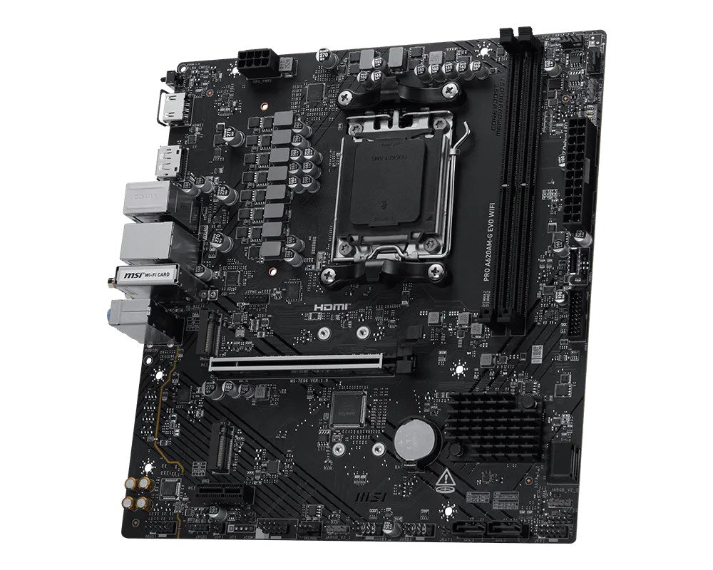 MSI Pro A620AM-G EVO WIFI AMD A620A Socket AM5 Micro ATX Motherboard