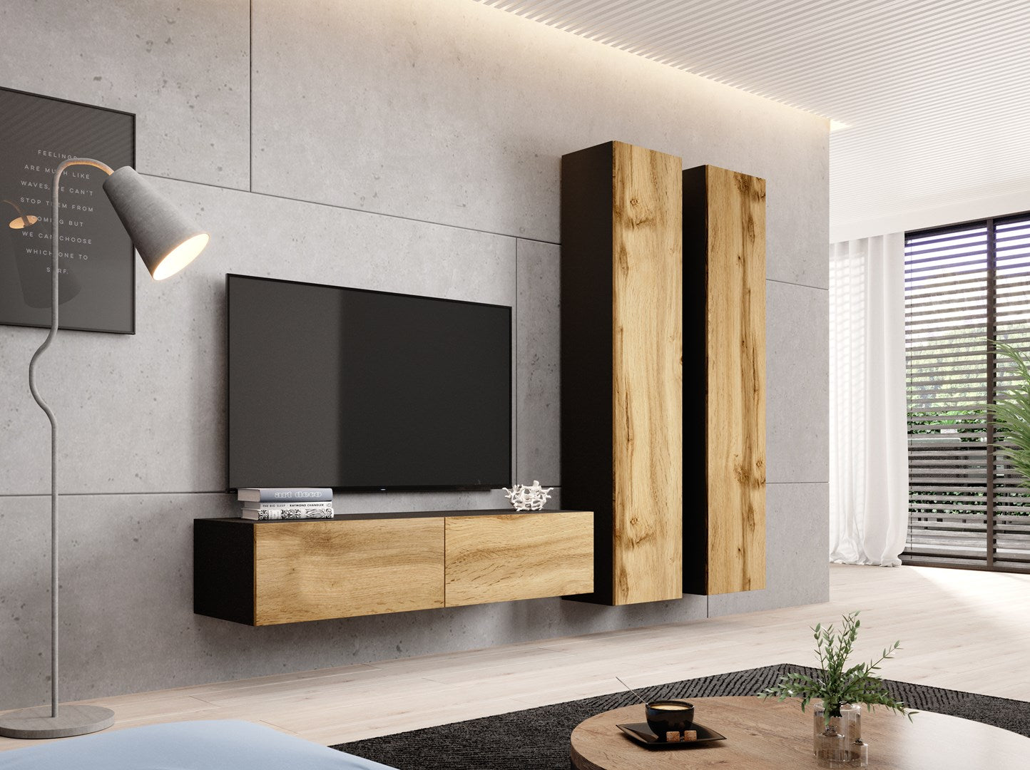 Cama TV Stand VIGO 140 30/140/40 Black/Wotan Oak