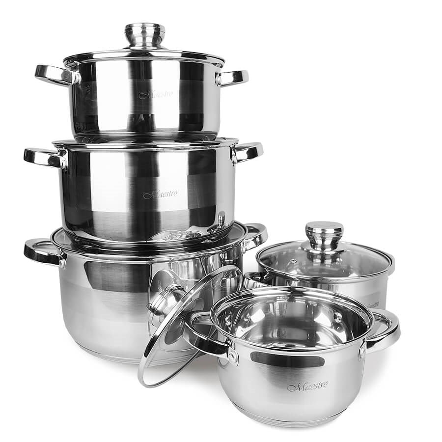 Maestro Cookware Set 10 Items Stainless Steel - Model MR-2220-10