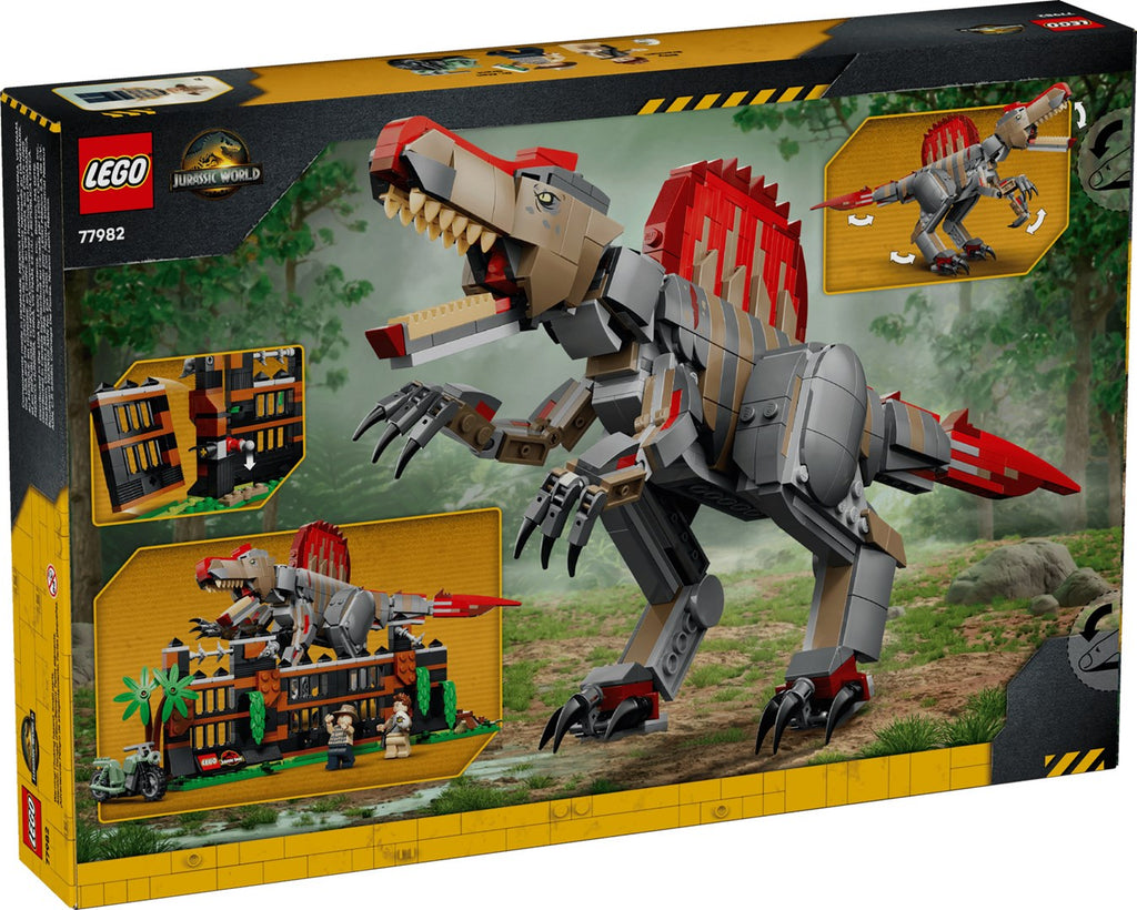 LEGO JURASSIC WORLD Building Blocks Set 820 Elements for Ages 9+ Model 77982 Spinosaurus Dinosaur Escape
