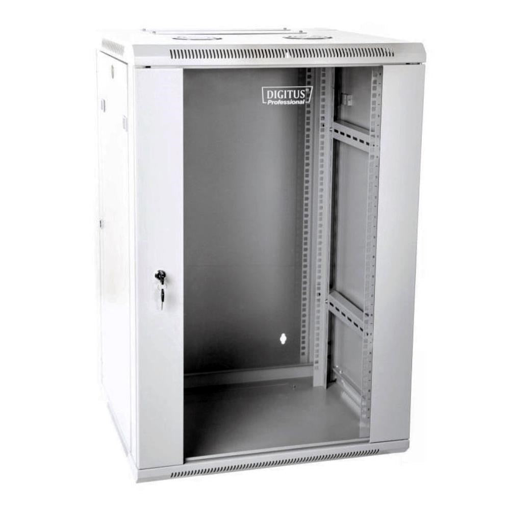 Wall-mounted network cabinet 19  18U rack 600x600  door glass  gray  split  folded  60kg