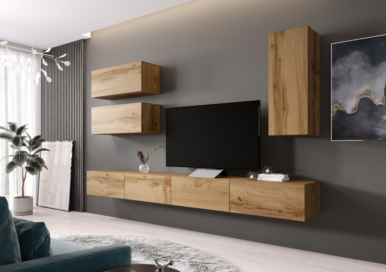 Cama Bed with Wall Cabinet VIGO 90 Full 90/35/32 Wotan Oak