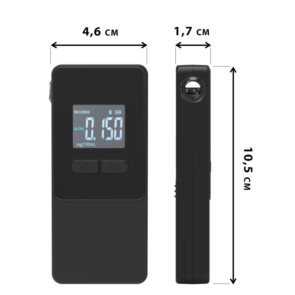 AlcoAlert Smart Electrochemical Breathalyzer - Black