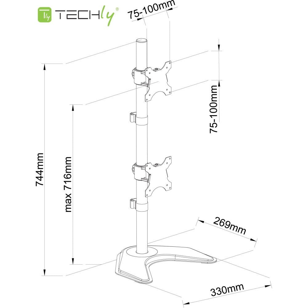 Techly ICA-LCD 2520V monitor mount / stand 68.6 cm (27 ) Desk Black