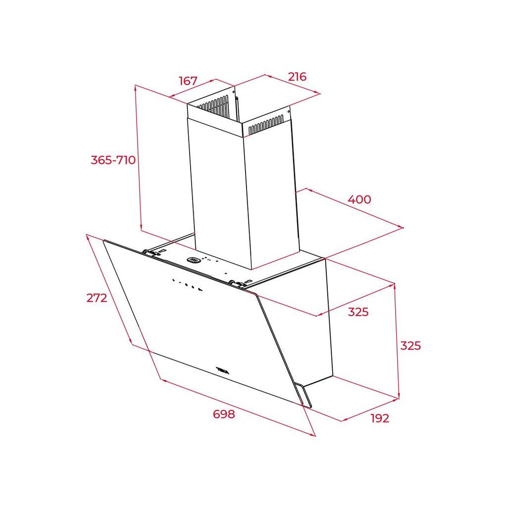 TEKA Wall-Mounted Cooker Hood White 460 m³/h 750 mm 430 mm 370 mm Model 112950007