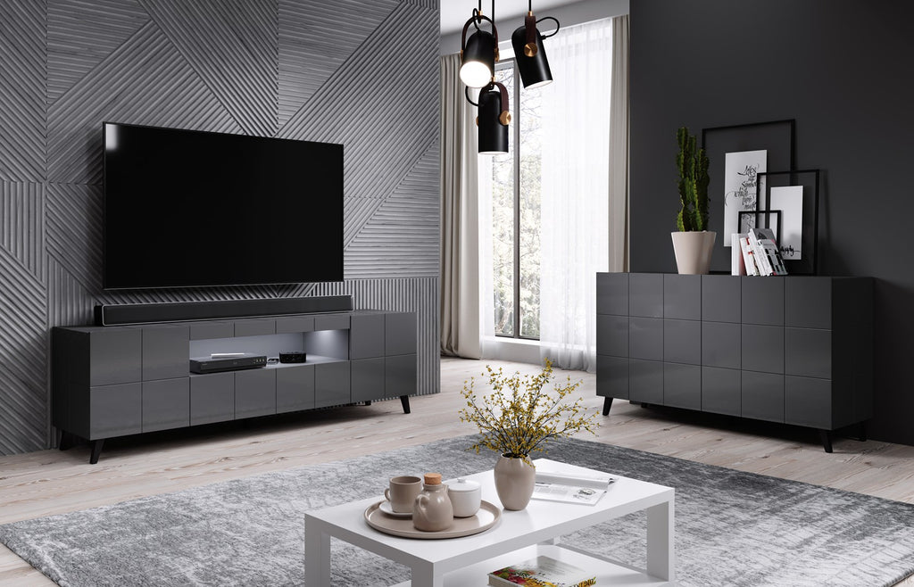 Cama Sideboard 2D REJA Graphite Grey Gloss/Graphite Grey Gloss