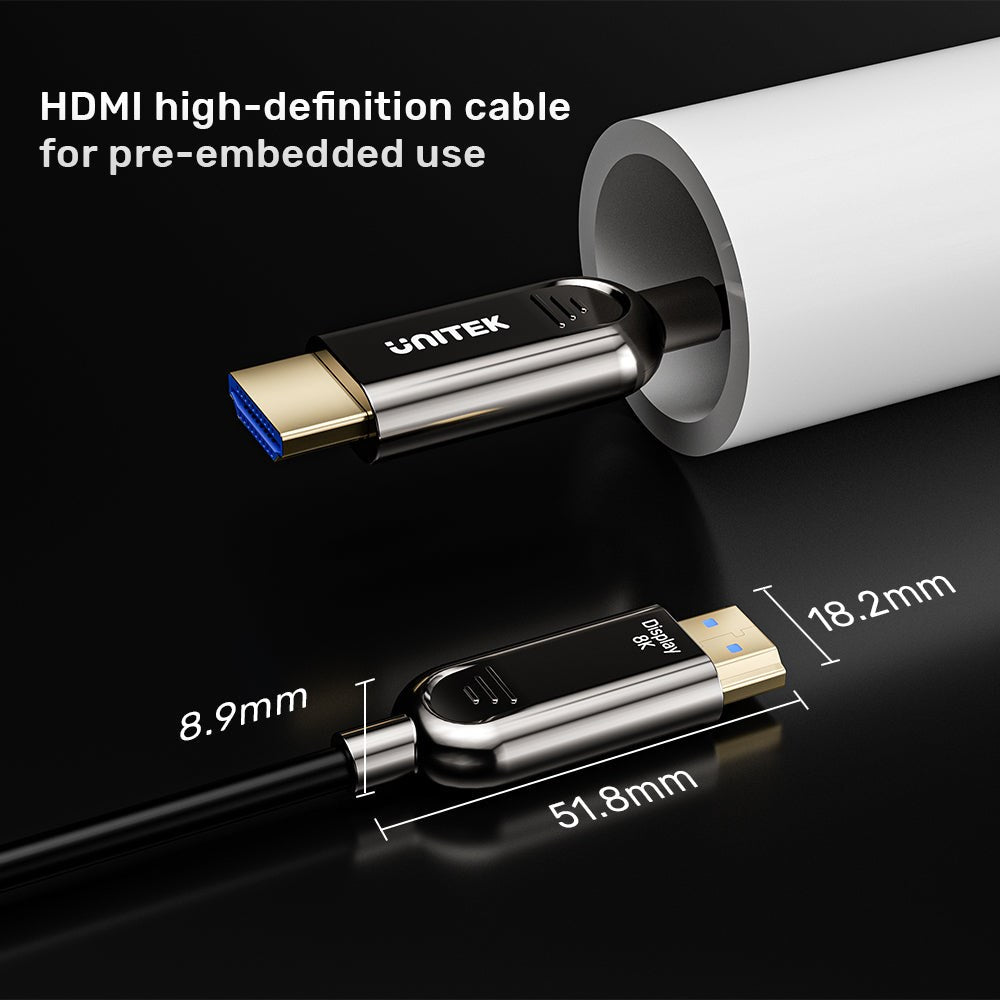 UNITEK HDMI Cable, 70 m, 8K, 48 Gbit/s, Black, Model 16333