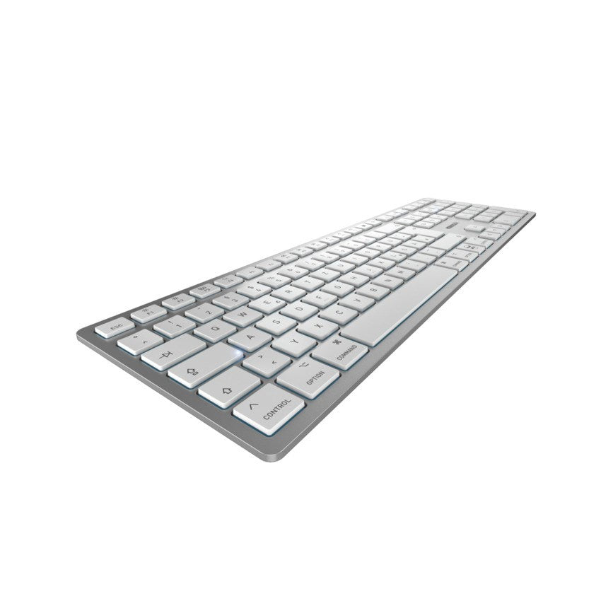 CHERRY KW 9100 SLIM - Tastatur - kabellos - 2,4 GHz, Bluetooth 4,0 - QWERTZ - Deutsch - Tastenschalter: CHERRY SX - white, silver - für Apple iMac, Mac mini, Mac Pro, MacBook, MacBook Air, MacBook Pro (JK-9110DE-1)