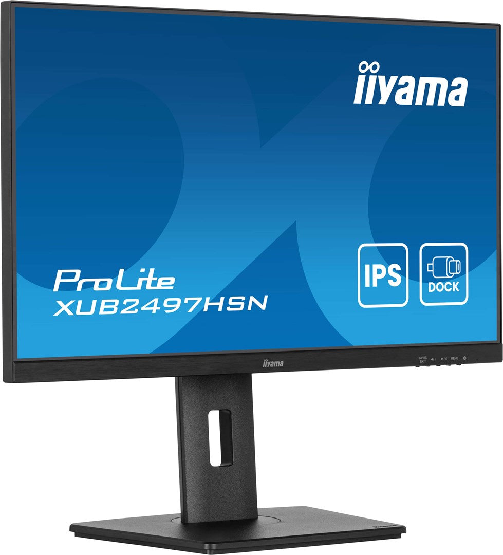 iiyama 24" IPS-panel, 1920x1080, USB-C Dock (65W PD, LAN, DP-OUT, USB3x3.2+1xC(7,5W)) 15cm Height Adj. Stand, 1ms, 300cd/m², Speakers, USB-C, HDMI, DisplayPort [Energieklasse E] (XUB2497HSN-B2)