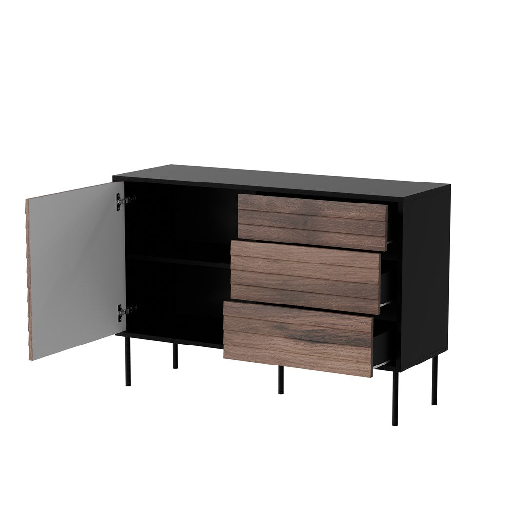 Cama CORTINA 1D3S Chest of Drawers 120x40x81 Black/Walnut