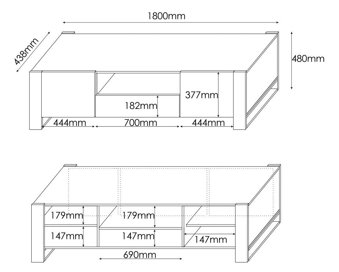 Cama TV Stand WOOD 180 cm Wotan/Anthracite
