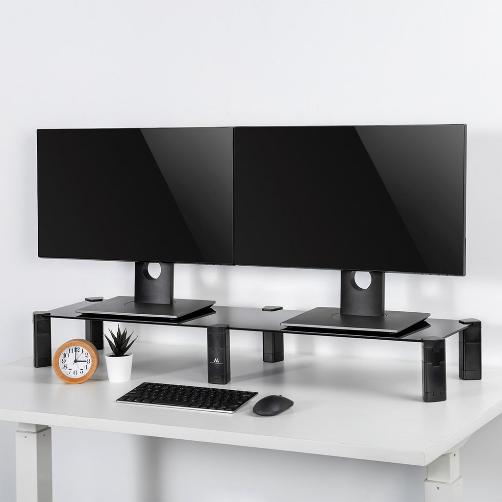 Dual Monitor Stand - Double Maclean max. 20 kg tempered glass MC-936 1029x285x127mm