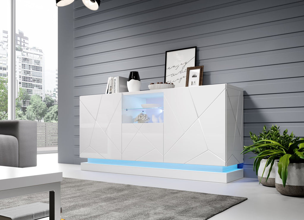 QIU Chest of Drawers 150x41.5x75 cm Glossy White 2D1K