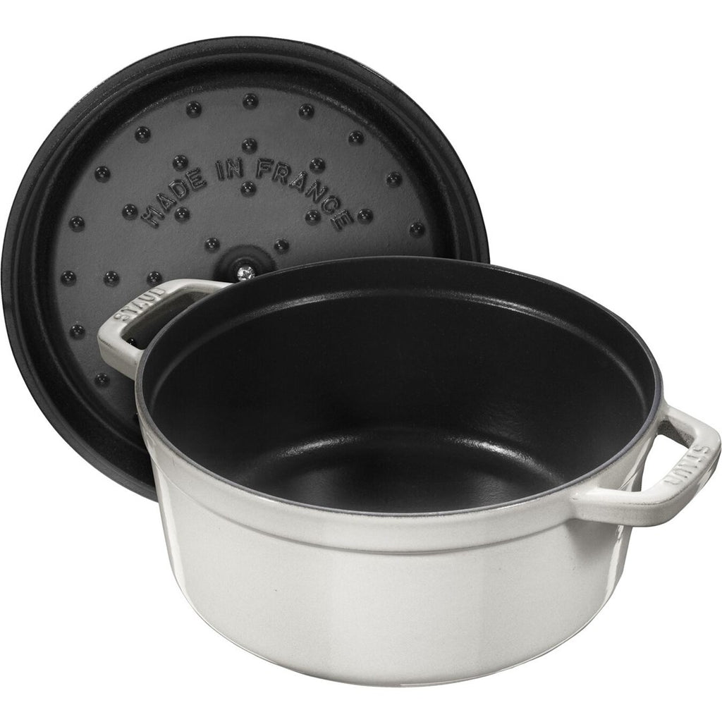 Staub Round Cast Iron Pot 5.2 ltr White Truffle