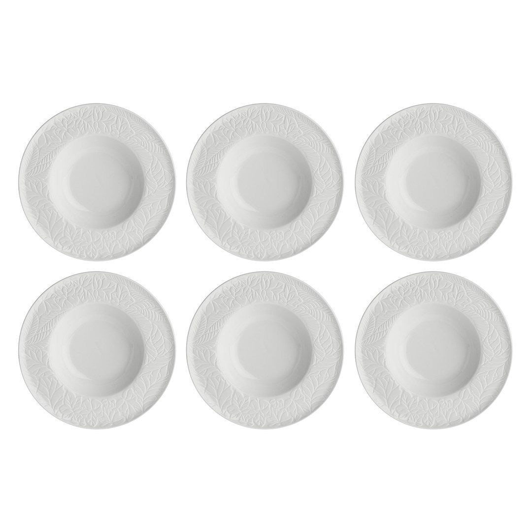 La Porcellana Bianca Set of 6 Bosco Soup Plates - White 23 cm