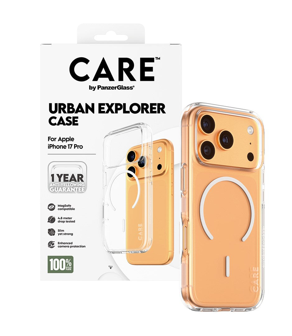 PanzerGlass CARE™ by ® Urban Explorer Case Transparent w. White MagSafe iPhone 17 Pro