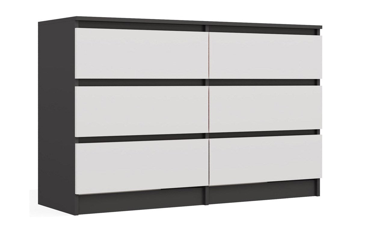 Malwa M6 Chest of Drawers 120 cm 6 Drawers Anthracite/White