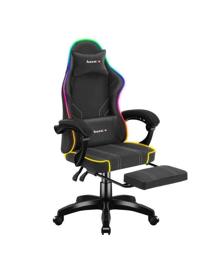 Huzaro Force 3.7 RGB Gaming Chair Black - Ergonomic Design, Adjustable Height, Lumbar Cushion