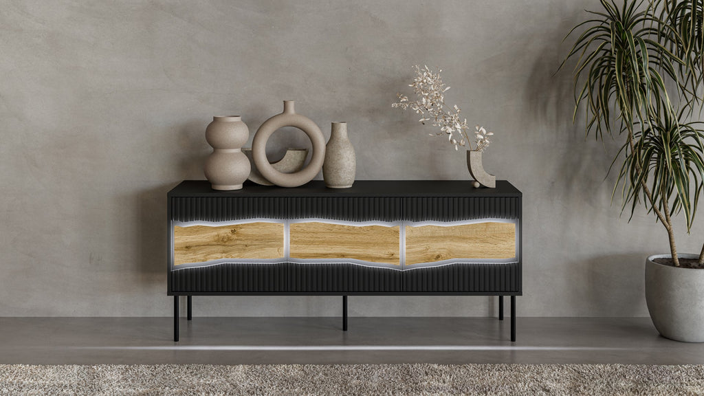 Cama INSERTO 3D TV Cabinet 143.5x40x61.5 Black + LED