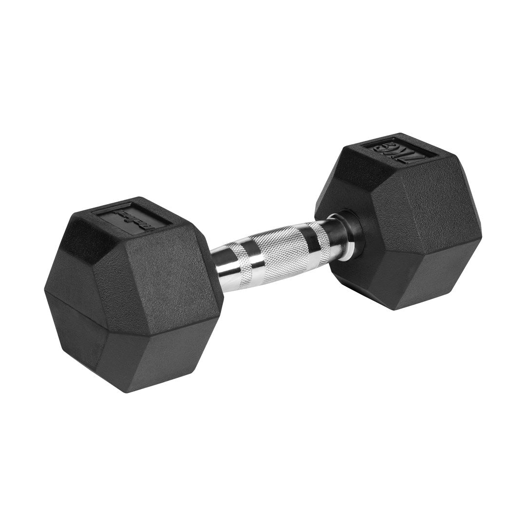REBEL ACTIVE Rubber-Coated Cast Iron Dumbbells 2x7kg
