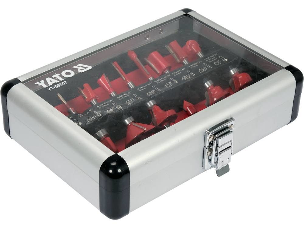 YATO Router Bit Set 15 Pieces 500 g 6 mm Shank YT-68007